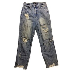 Blue Revival Jeans Womens 25 Blue Distressed High Rise Straight Leg